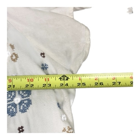 Torrid Embroidered Square Neck Short Sleeve Blouse Beach Linen Blend Sz 28-30 - Picture 9 of 11